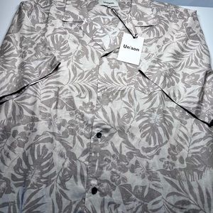 Unison Hawaiian Tropical Short Sleeve 2XL Button Down Pocket Linen